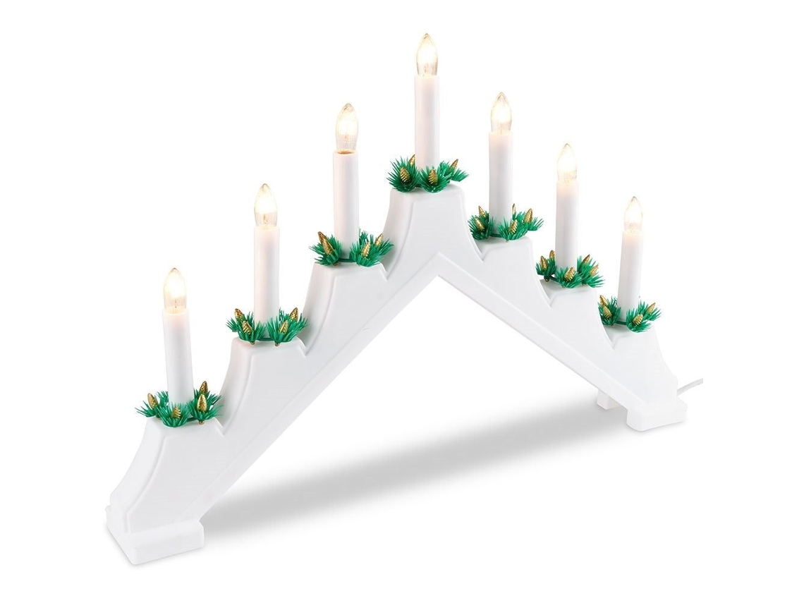 Castiçal Advento Com Sete Velas E Base Branca Para Advento