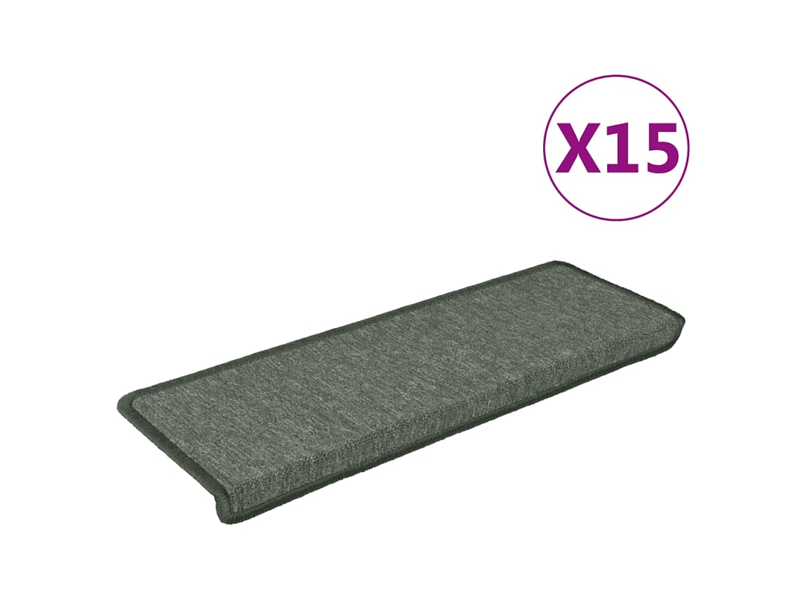 Tapetes de Escada MAISON EXCLUSIVE 15 Peças 65x21x4 Cm em Verde Escuro com Borda Retangular