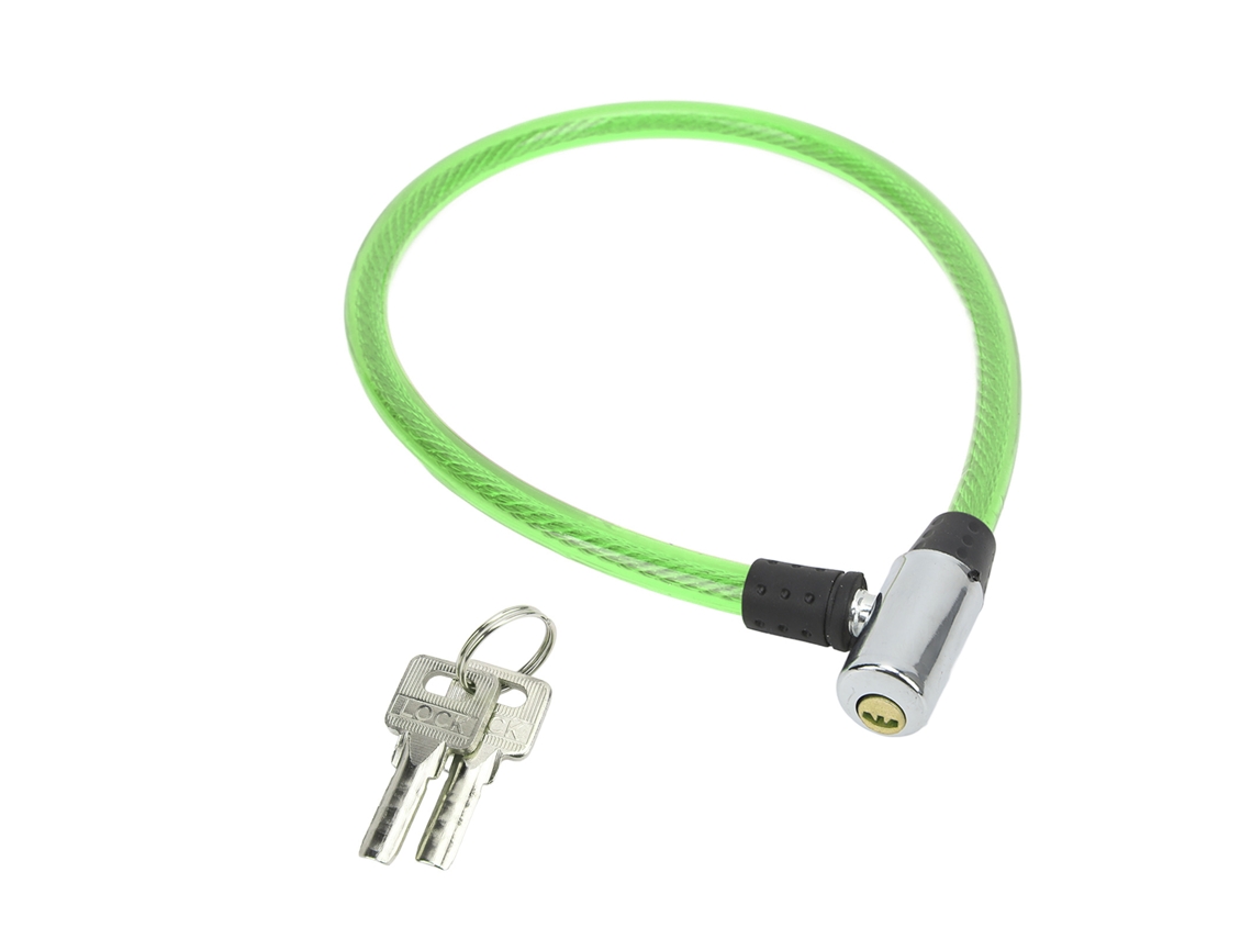 Cadeado De Cabo Para Bicicleta Com Chaves Material Durável Aplicativo Versátil Portátil Verde
