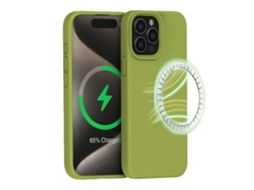 Capa Para Iphone 15 Pro Max, Em Silicone Líquido Magnético (verde-amarelo (magnético)).