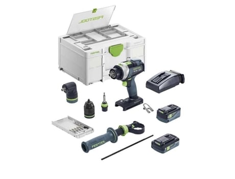FESTOOL QUADRIVE TPC 18/4 I-Set Furadeira de impacto (1x4,0Ah HPC-ASI 1x5,0Ah ASI TCL6 Systainer SYS3 DF M187 Acessórios)