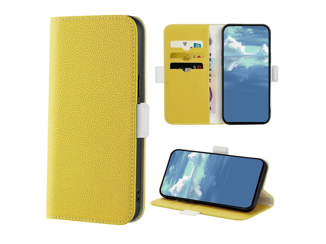 Capa De Couro Com Textura De Lichia E Cor De Doce Para Iphone 13