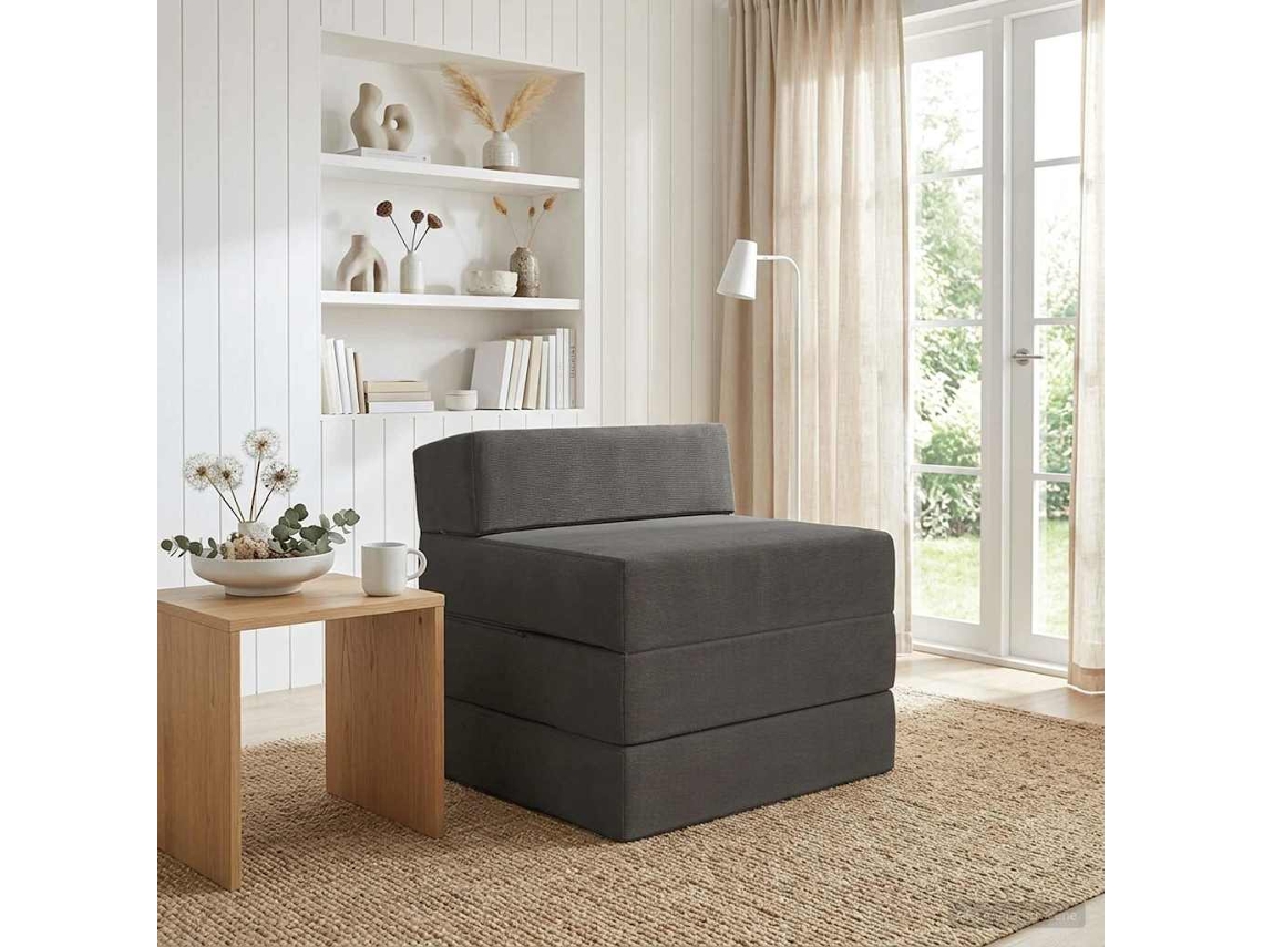 Vidaxl Sofá Cama Dobrável Cinzento-escuro 200 X 70 X 15 Cm