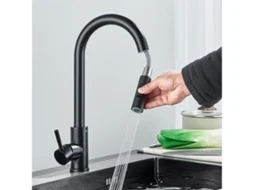 Torneira De Cozinha Com Sensor, Acabamento Em Níquel Escovado, Aço Inoxidável, Preta, Retrátil 360° Para Lava Louças E Chuveiro. Tommy01