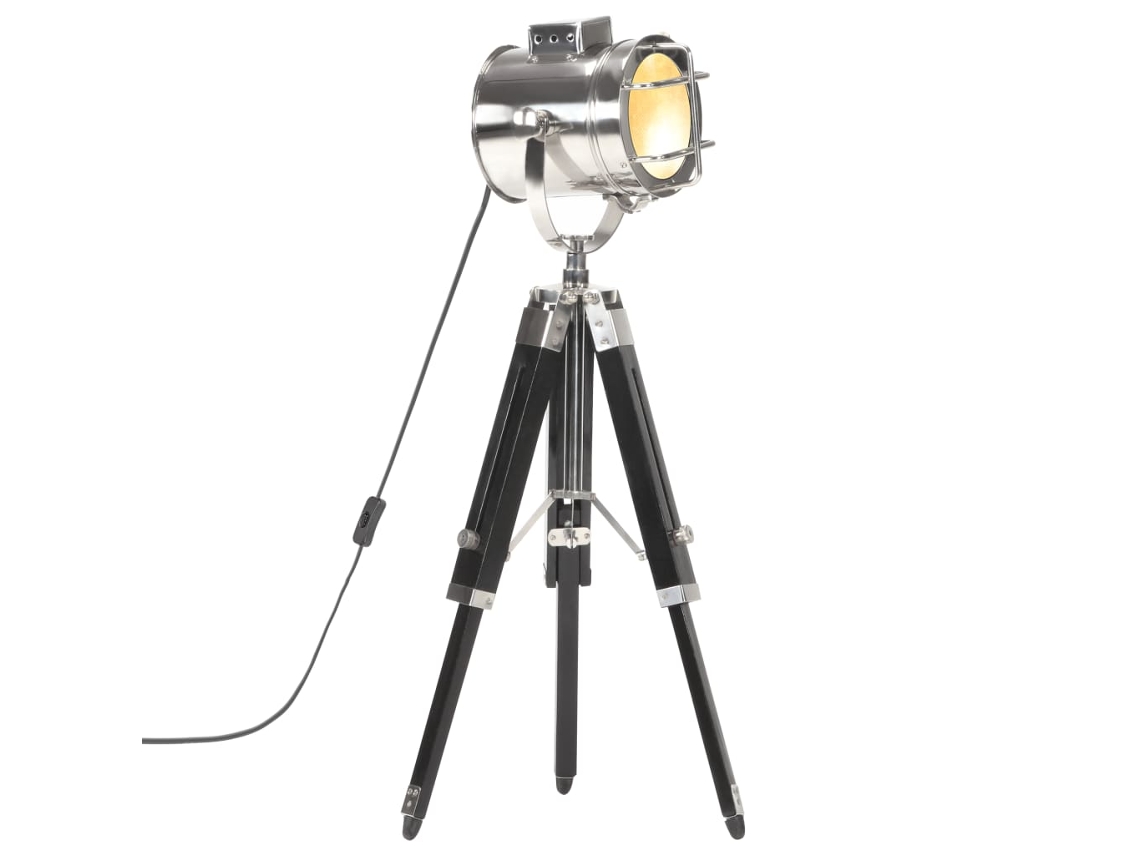 Vidaxl Candeeiro De Chão Tripé 69 Cm Madeira Mangueira Maciça Preto