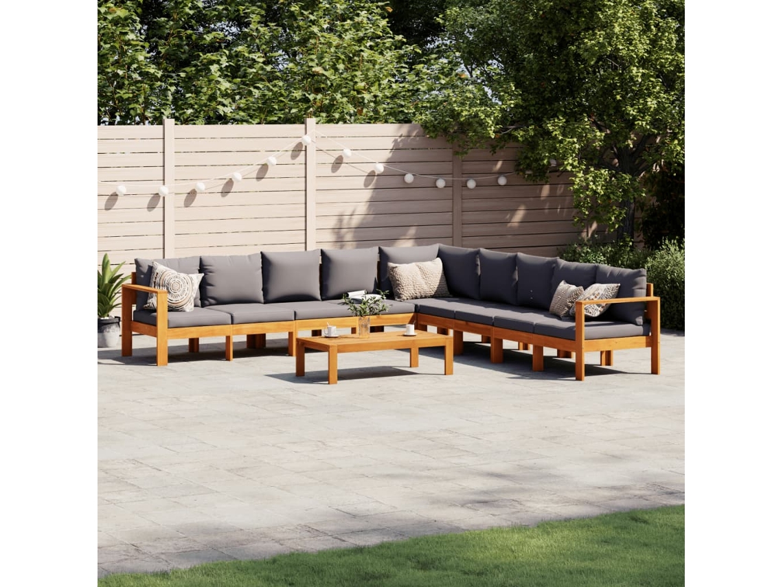 Vidaxl 6 Pcs Conjunto De Sofás De Jardim Com Almofadões Acácia Maciça