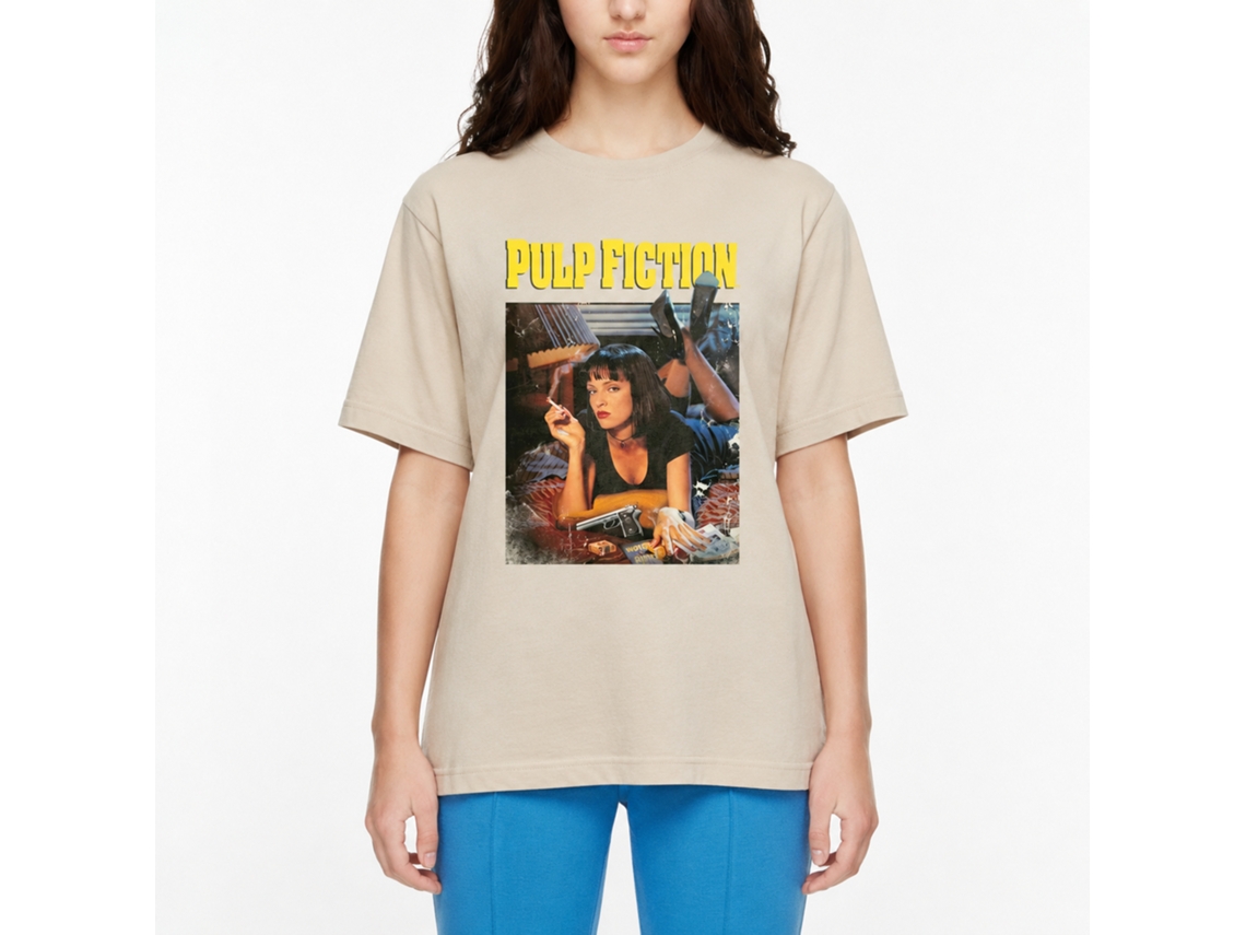 Rockinstone Pulp Fiction Mia Smoking Tee - Wet Sand Size:l