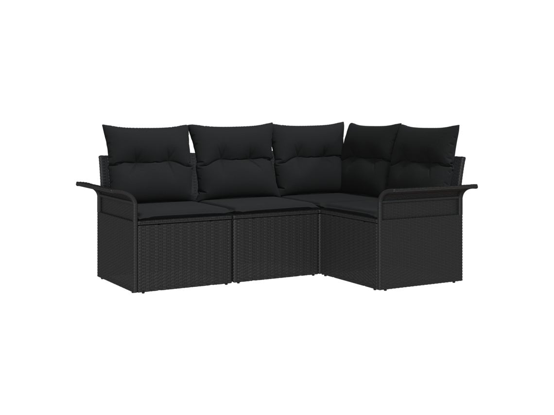 Conjunto 4 Móveis De Jardim Vidaxl Preto Vime Pe (187,5 X 132,5 X 69 Cm)