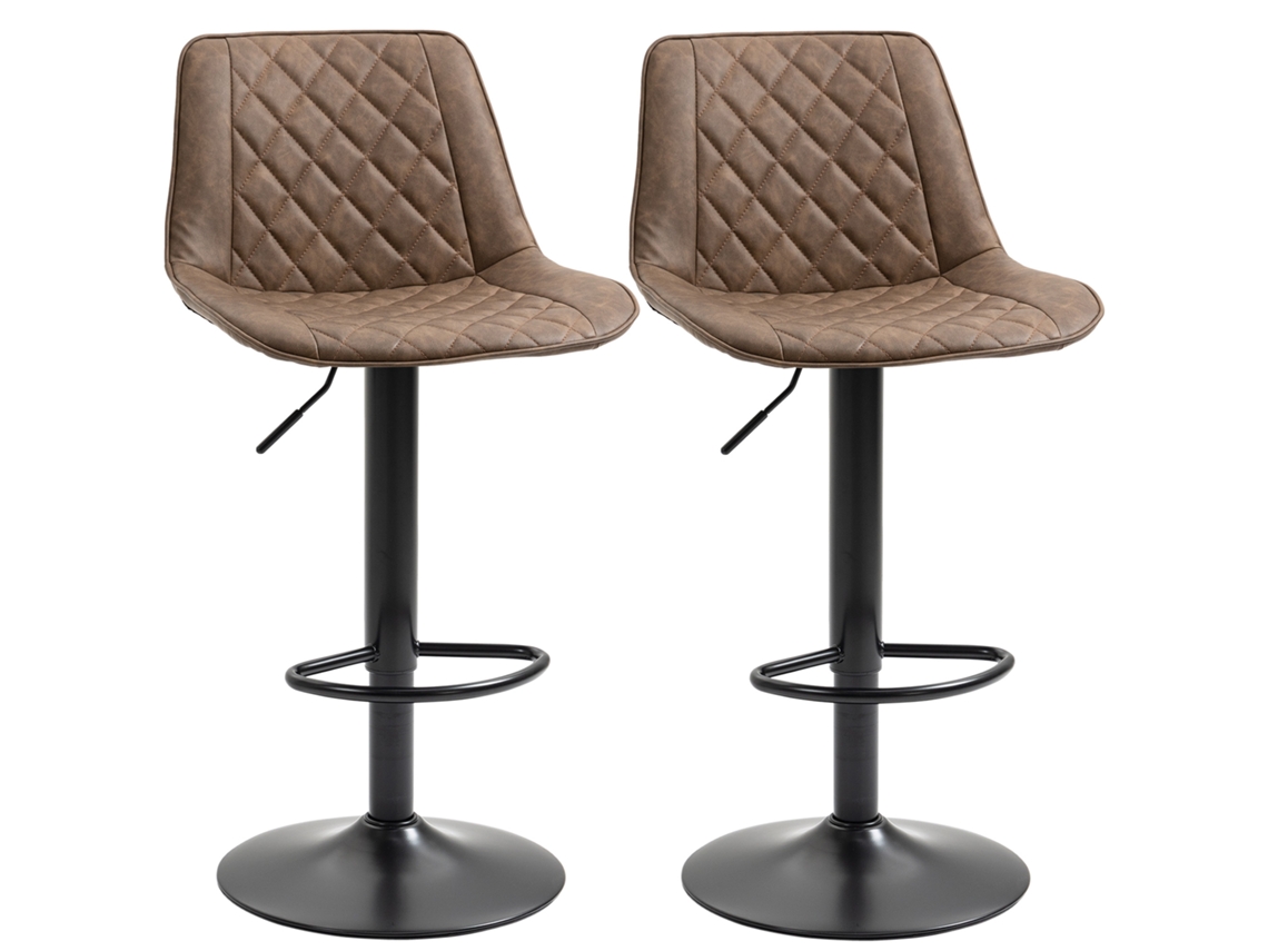Conjunto de 2 bancos de cozinha altos, assento giratório, altura ajustável (106cm) marrom | S/MARCA
