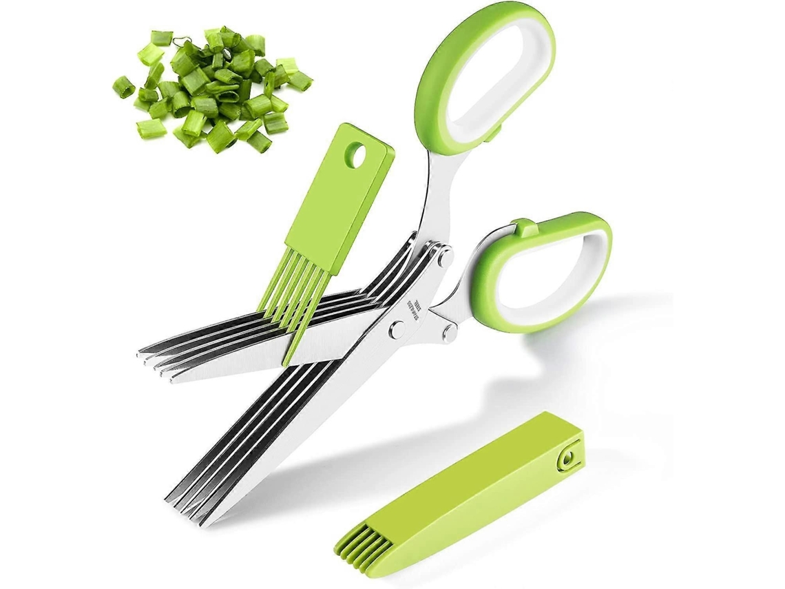 Tesoura De Cozinha Multifuncional Com 5 Lâminas E Capa, Para Cortar Ervas E Saladas