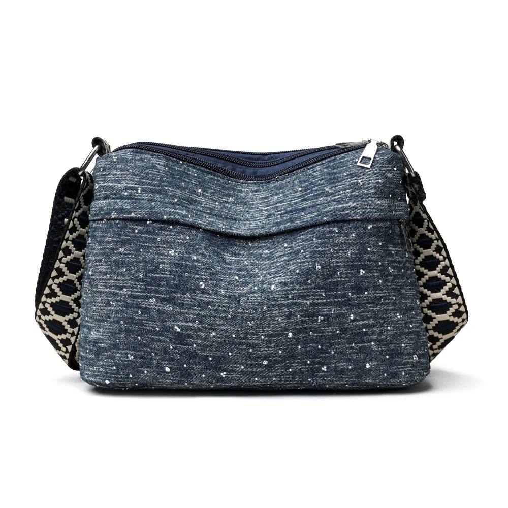 Bolsa Transversal Feminina Casual Com Tachas (azul Escuro), Macia E Com Grande Capacidade Para Uso Diário.