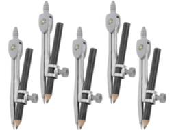 Conjunto de 5 Compassos de Desenho Precisos em Metal e Plástico para Estudantes em Plástico, para Escritório CHABERLU