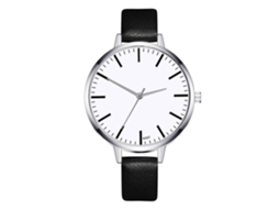 Relógio de Quartzo Feminino Estilo Vintage Simples com Pulseira de Couro Pu (preto)