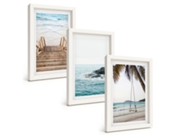 Conjunto De Pinturas Escadas, Praia, Balanço No Mar Moldura Branca Imagens Para Um Quarto Infantil Espelharte (3 Peças 20x30 Cm)