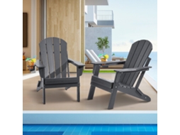 Conjunto De 2 Cadeiras Adirondack Dobráveis Em Hdpe Cinzento Para Exterior Tekmaquinas