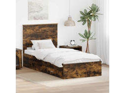 Vidaxl Estrutura da Cama Carvalho Defumado e Prata 75 X 190 Cm