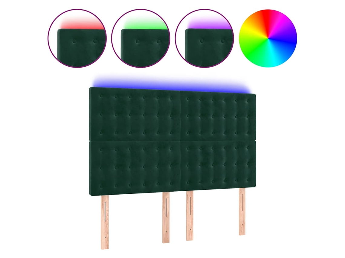Cabeceira de Cama com Led Veludo Verde Escuro MAISON EXCLUSIVE (144x5x118 cm)