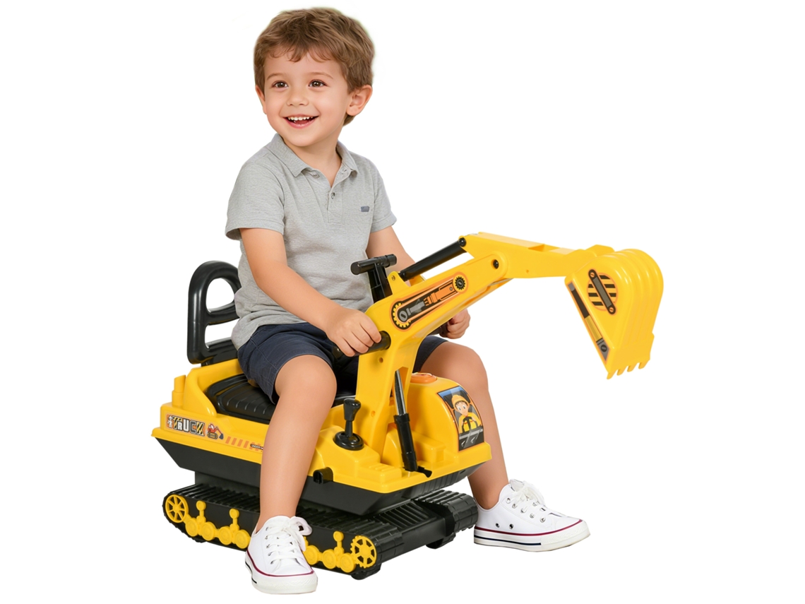 Escavadeira Sem Pedais com Braço Móvel com Assento de Armazenamento 78x24x58,5 Cm Amarelo Ge