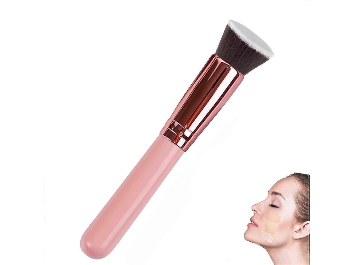 Pincel Para Base Em Creme, Pó E Maquiagem Líquida Pincel Cosmético Plano Em Ouro Rosa Everley891