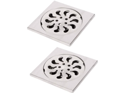 Conjunto de 2 ralos de piso em aço inoxidável, grelha quadrada para chuveiro, filtro, 90x90x30mm | AQUAFORGE