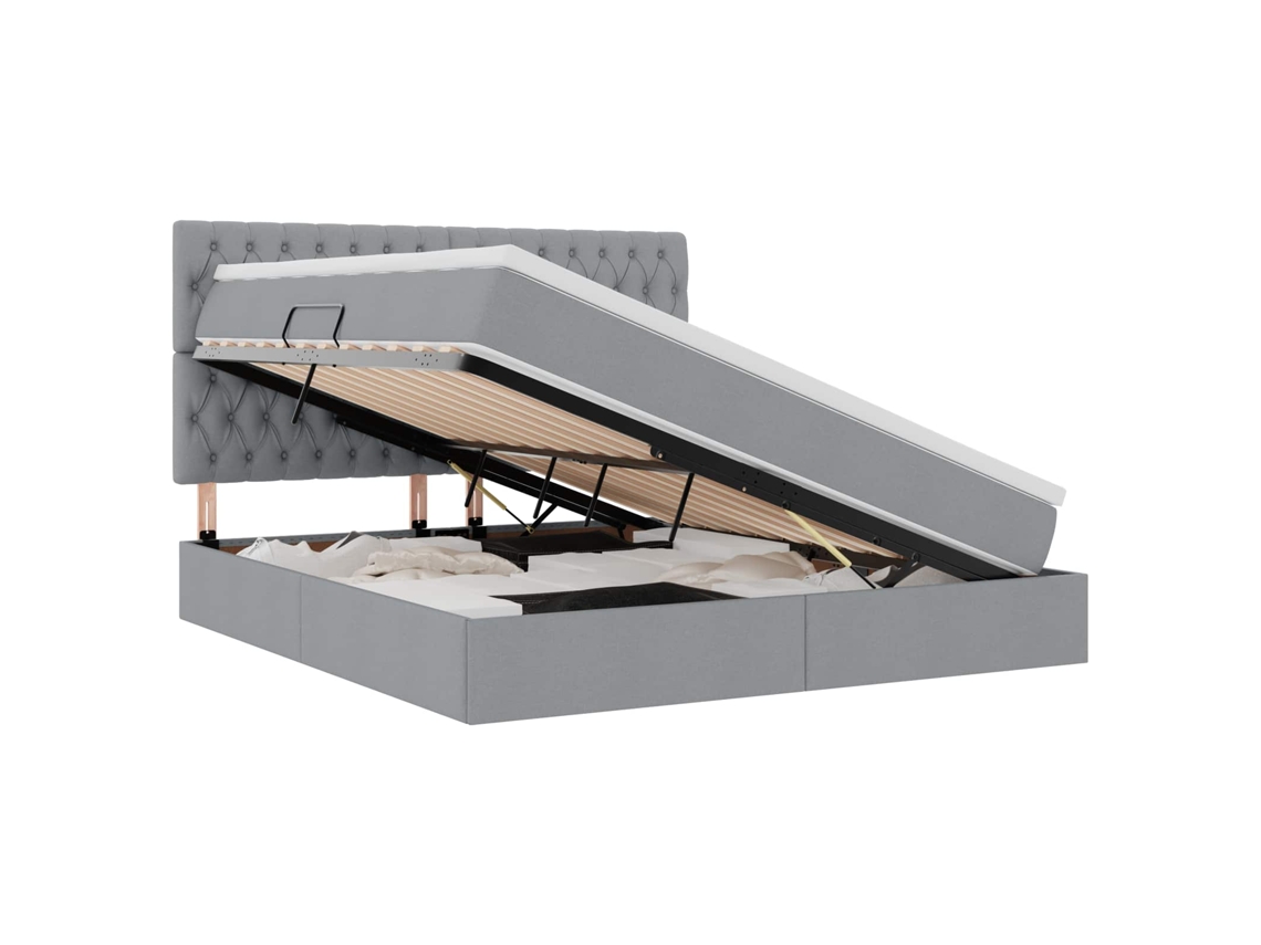 SYFAX™ Cama de Armazenamento Led com Colchão Cinzento claro