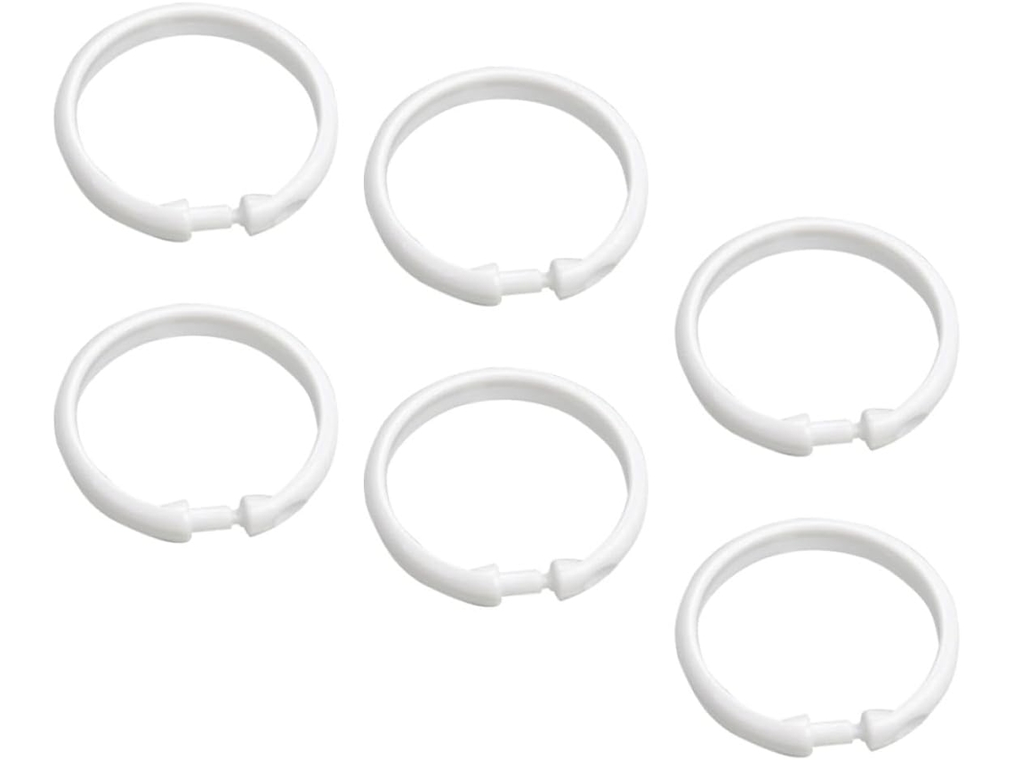 Conjunto De 36 Ganchos Redondos Plástico Branco Para Cortina