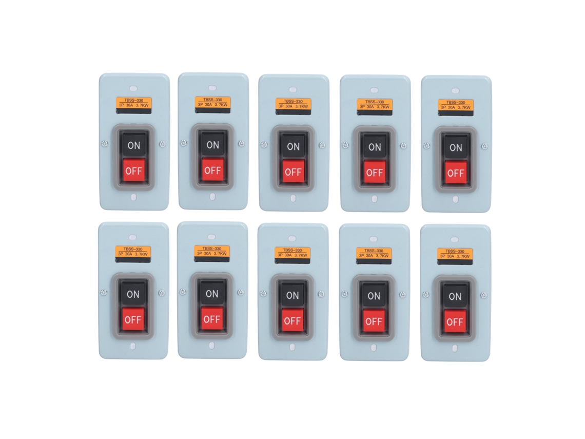 10pcs Interruptor de Botão Push 3 Fases 380V 30A Estação Controle Box TBSS‑330 S/MARCA