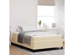 Vidaxl Cama Box Creme 120 X 190 Cm Tecido