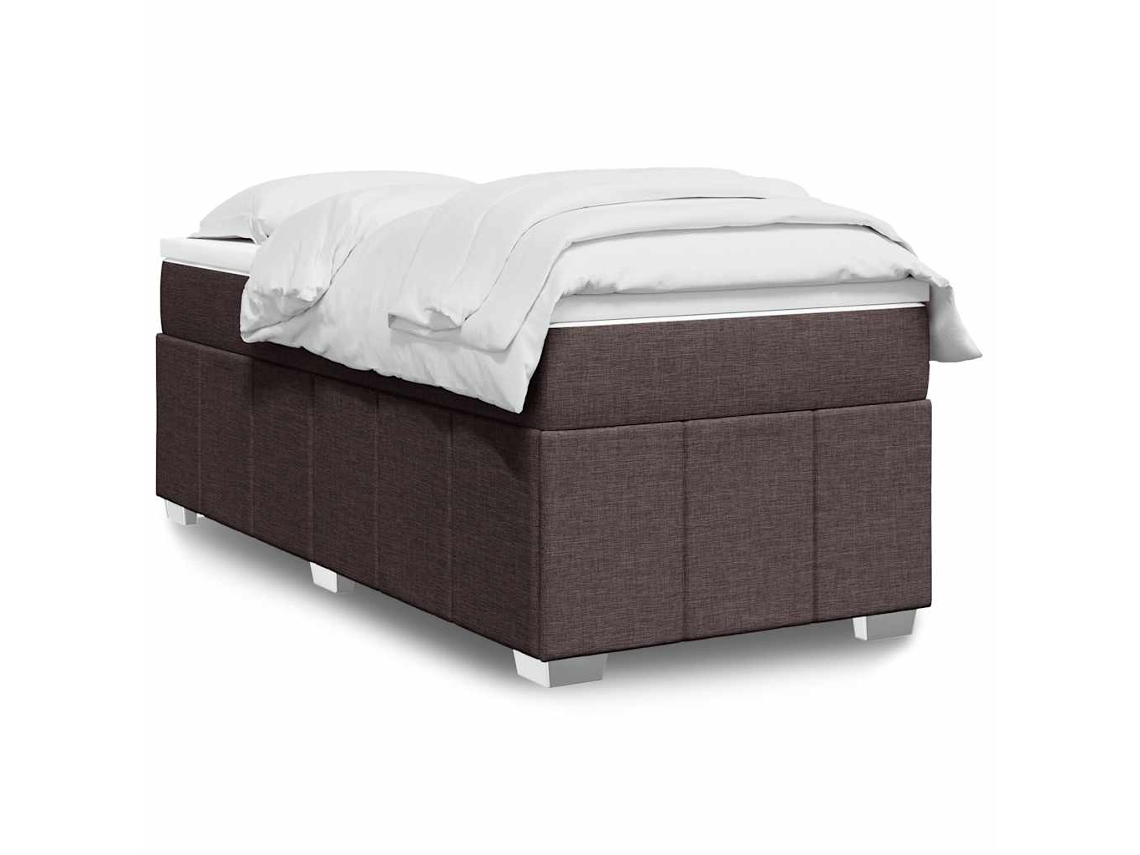 Vidaxl Cama Com Molas/colchão 100x200 Cm Tecido Castanho-escuro