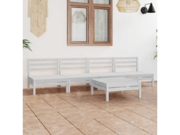 Vidaxl 5 Pcs Conjunto Lounge De Jardim Pinho Maciço Branco