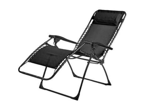 Cadeira de Praia Ozalide L.156cm Aço Preto Dobrável Fácil de Transportar