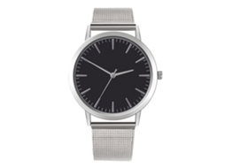 Reloj Analógico De Cuarzo Con Correa De Malla Simple Casual Zhoulianfa (plata+negro)