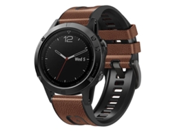 Bracelete para Garmin couro e silicone com liberação rápida e fivela de aço preta marrom XIAOMOYU