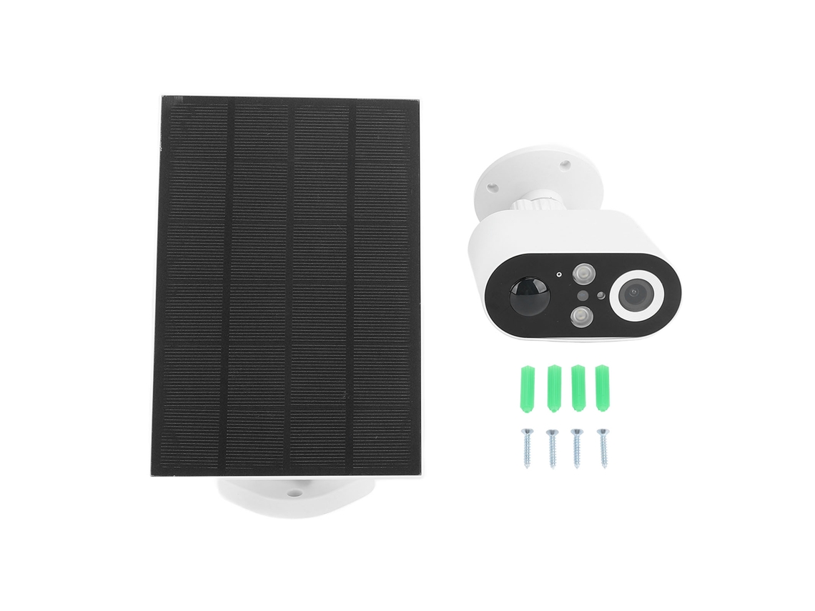 Câmera de vigilância com energia solar (alta definição 1080p, controle remoto sem fio para ambientes externos)