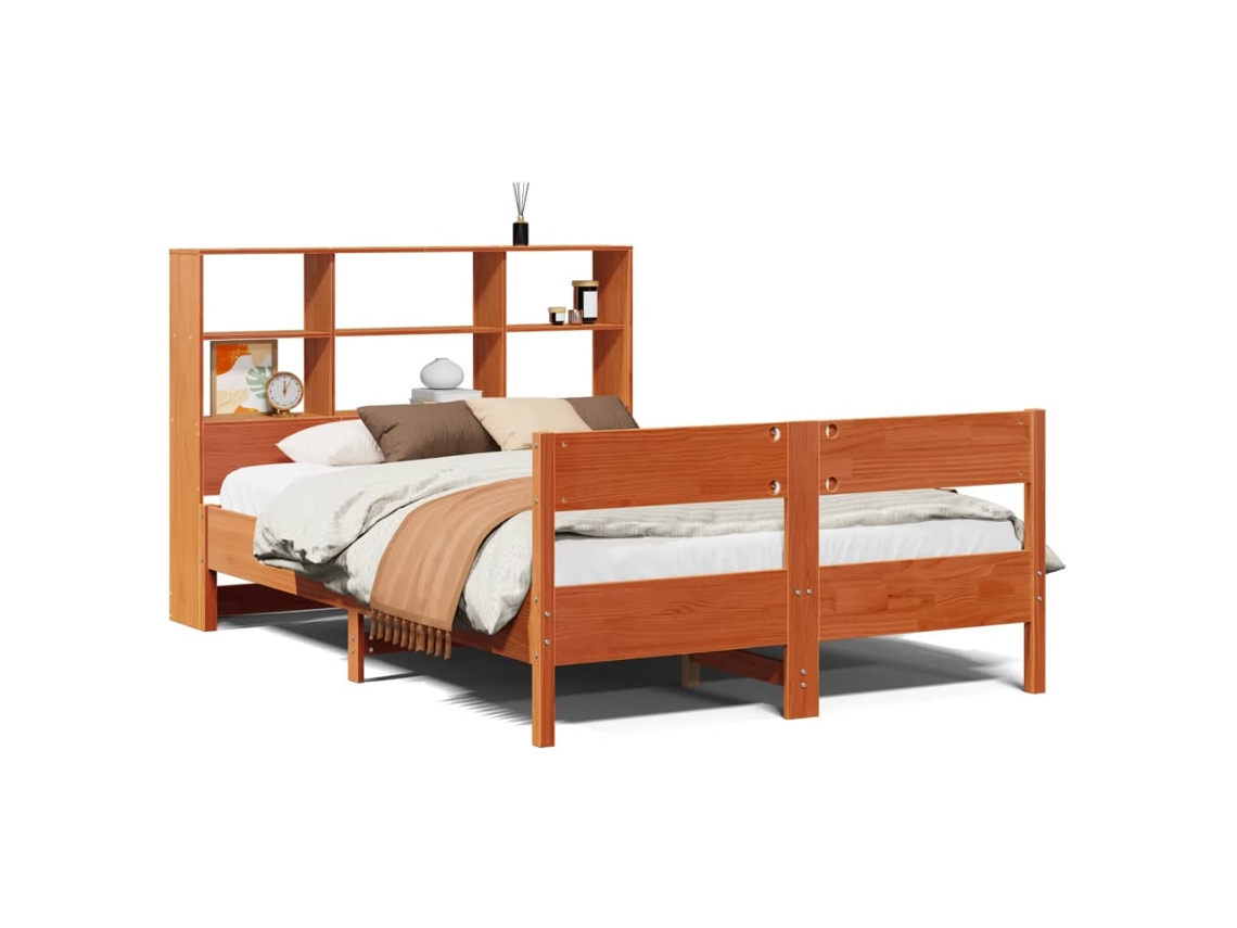 Cama com Estante Sem Colchão 135x190 Cm Pinho Maciço MAISON EXCLUSIVE