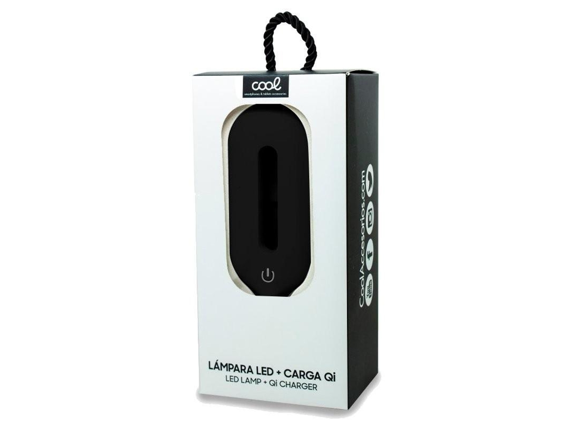 Lâmpada Led + Base Carga Sem Fios Qi Cool Preto Carregadorescabos
