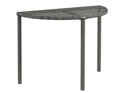 Mesa de Varanda. Semicircular. Polirataio+metal.. 100x50x74 Cm Cinza
