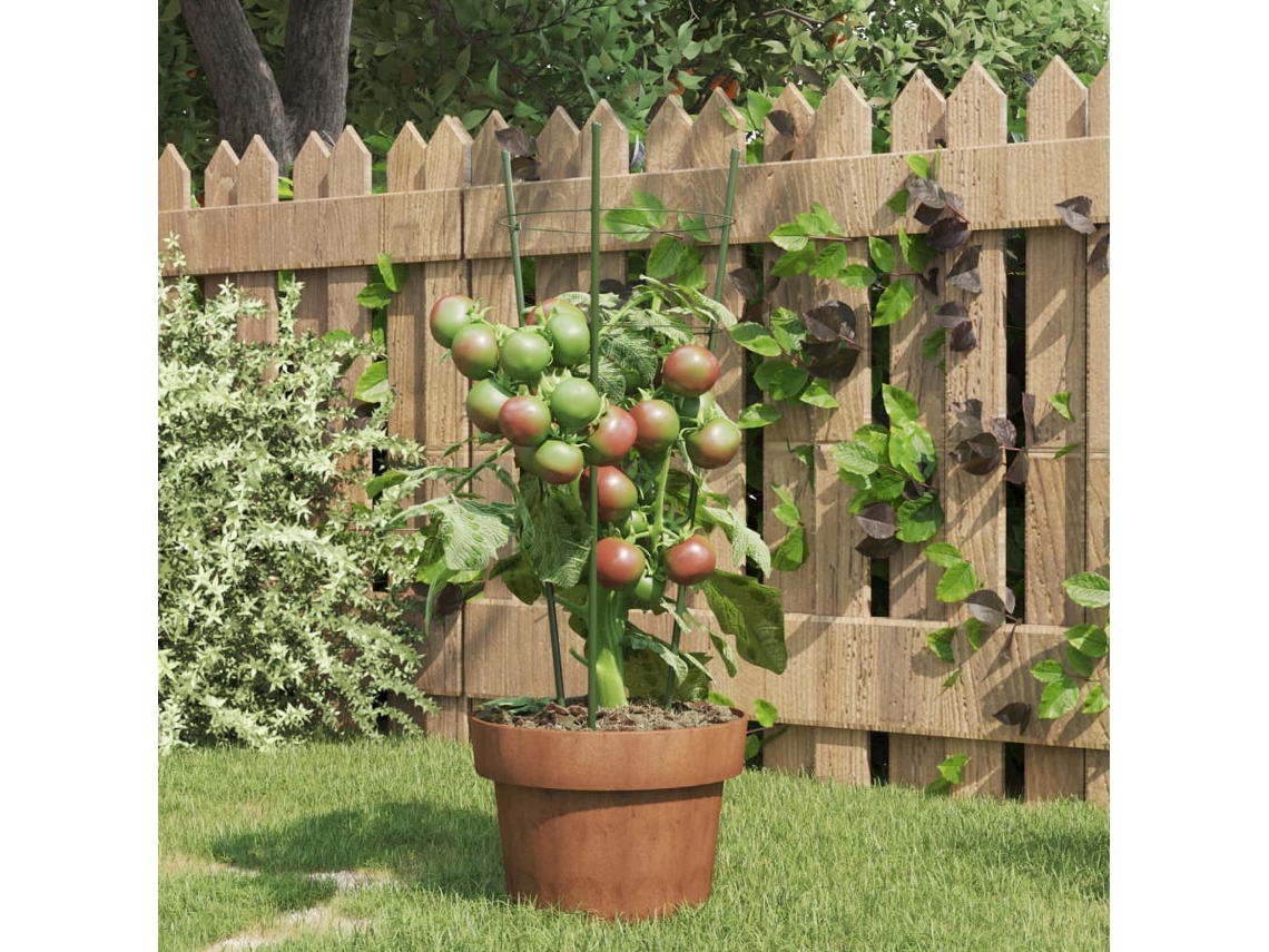 Vidaxl Suportes P/ Plantas De Jardim C/ 3 Anéis 5 Pcs 45 Cm Aço Verde