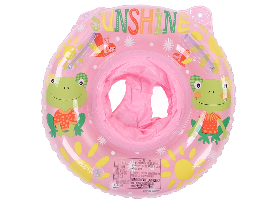 Anel Flutuante Bebê Com Assento E Alças Duas Pvc Bonito Pato Rosa Para Piscina