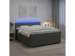 Vidaxl Cama Box Spring Com Colchão Cinzento-escuro 140 X 200 Cm Tecido