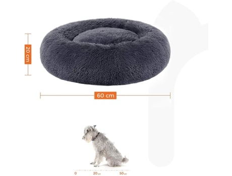 Cama para Cães e Gatos Super Macia 60 Cm Cinza Escuro RNEMITERY
