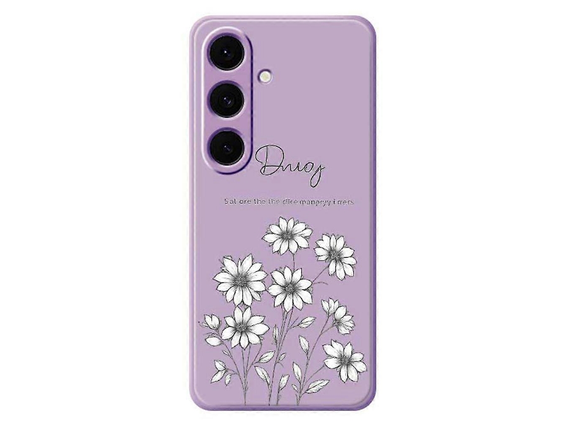 Capa Tkdaddy Para Samsung Galaxy S24 Fe Com Estampa De Flores E Bordas Retas Em Tpu, Roxa