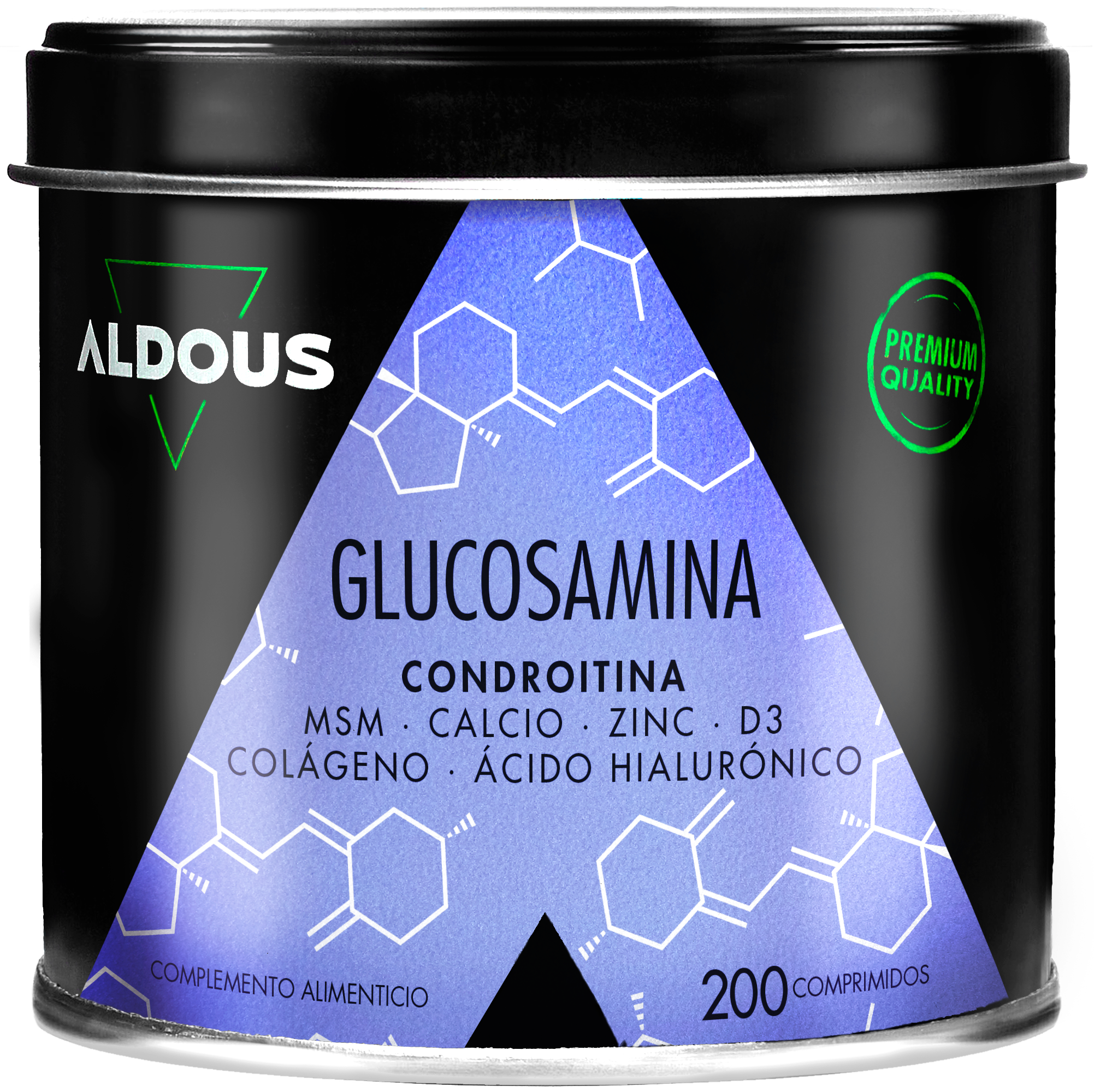 Glucosamina Condroitina Msm Colágeno Ácido Hialurônico Zinco Cálcio e Vitamina D3 200 Comprimidos Aldous. ALDOUS LABS