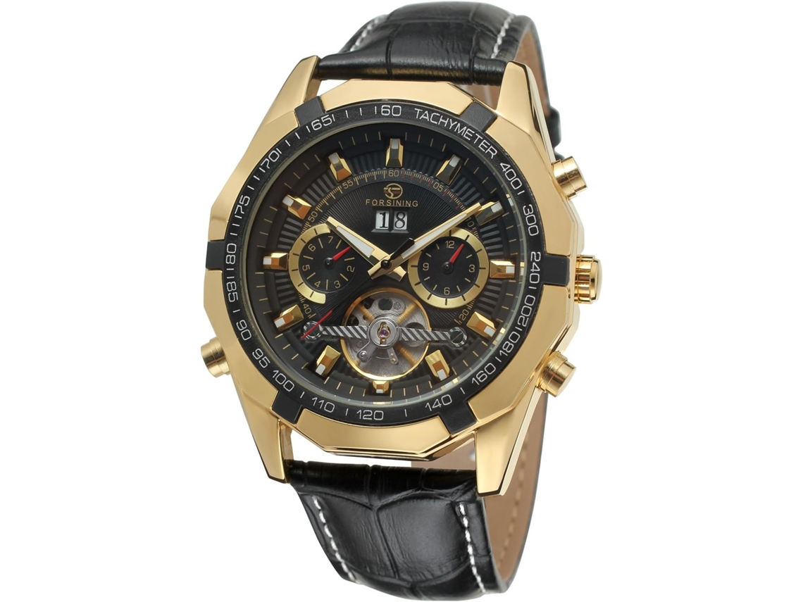 Lurelia Relógio Mecânico Masculino, Automático, Data/calendário, Turbilhão, Aço Inoxidável, Couro