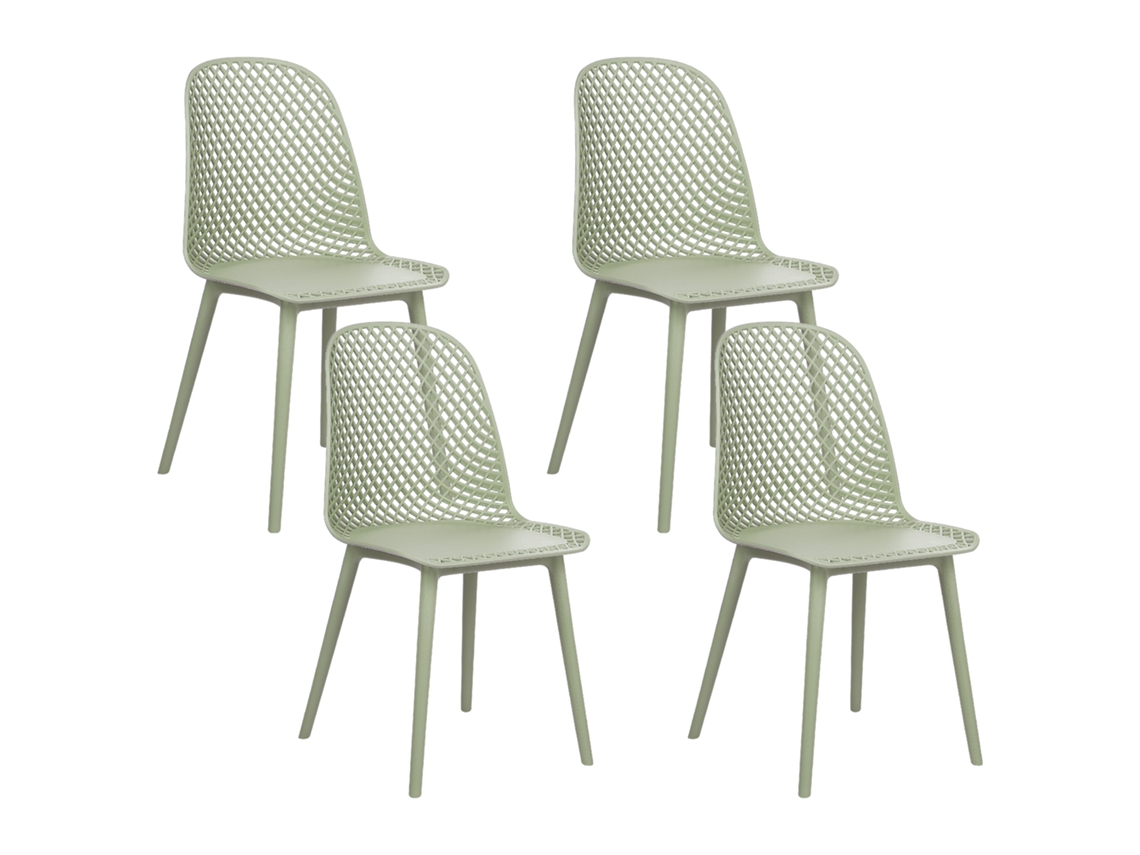 Conjunto De 4 Cadeiras Minimalistas	 BELIANI Emory De Material Sintético Verde Claro 45x52x81