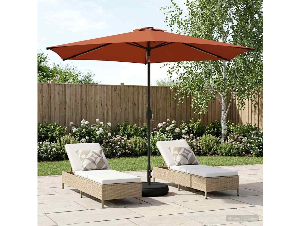 Vidaxl Parasol De Jardim Com Luzes Led E Base 300 X 300 Cm Poliéster