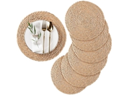 Conjunto de 6 porta copos de rattan trançado AQUAFORGE