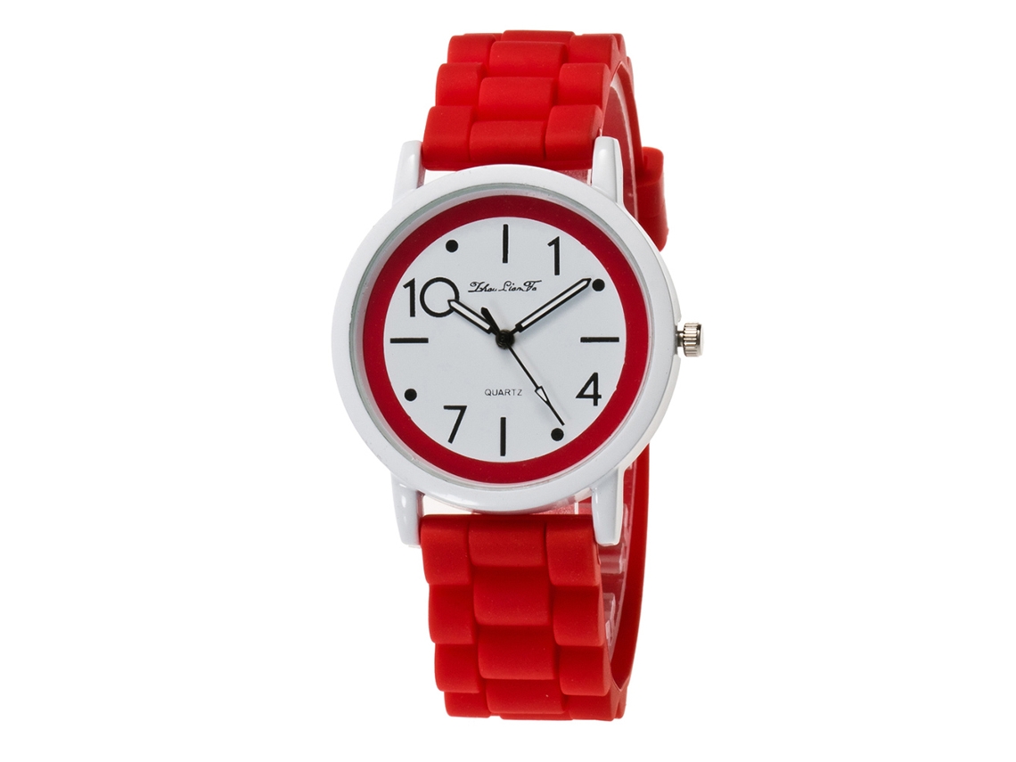 Relógio feminino coreano Zhoulianfa Zlf-0023, movimento de quartzo com silicone, à prova d'água, luminoso, vermelho.