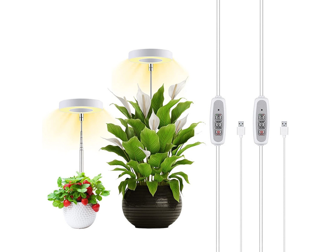 Luz de crescimento ajustável, temporizador 2/4/8h, lâmpada LED circular mini | S/MARCA