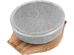 Tigela De Pedra Coreana De 18 Cm E 800 Ml Com Base De Madeira Para Cozinha.